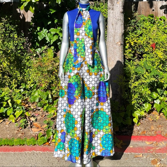 Vintage Pants - 1970s Alex Colman Psychedelic Floral Massive Palazzo Pants